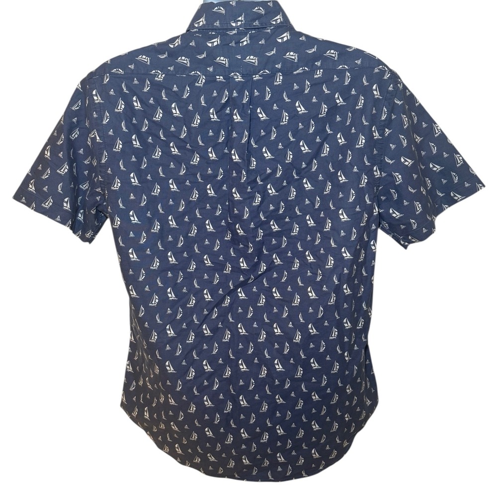 Ralph Lauren Mens L Slim Fit Shirt Blue Short Sleeve Button Down Sailboat Print - Picture 3 of 8